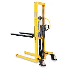 Yellow manual hand stacker